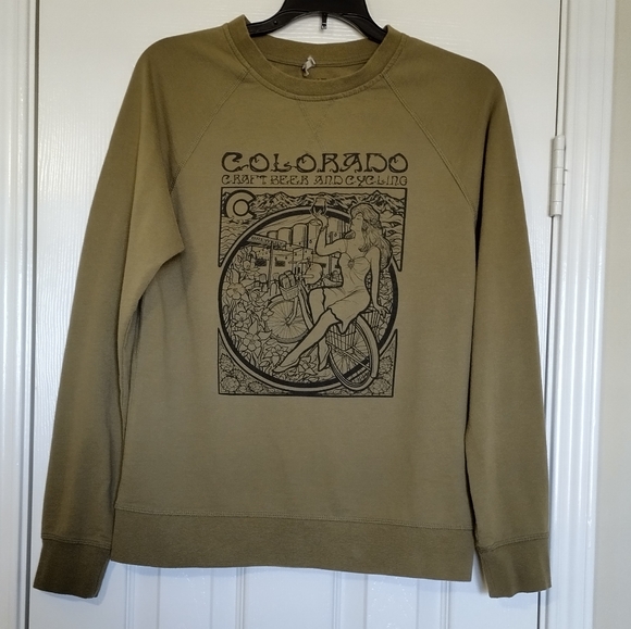 Crew neck sweatshirt Colorado Craft Beer & Cycling graphic print size XS - Picture 1 of 6
